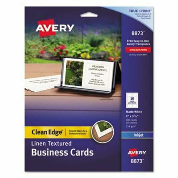 Avery Dennison Avery, Linen Texture True Print Business Cards, Inkjet, 2 X 3 1/2, Linen White, 200PK 8873